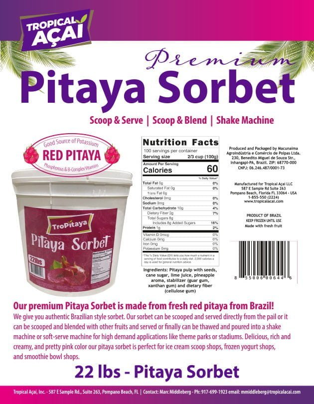 Premium Pitaya Sorbet Product Information