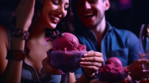 eating frozen acai sorbet