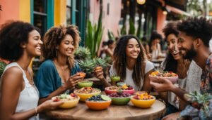 college students enjoying acai bowls