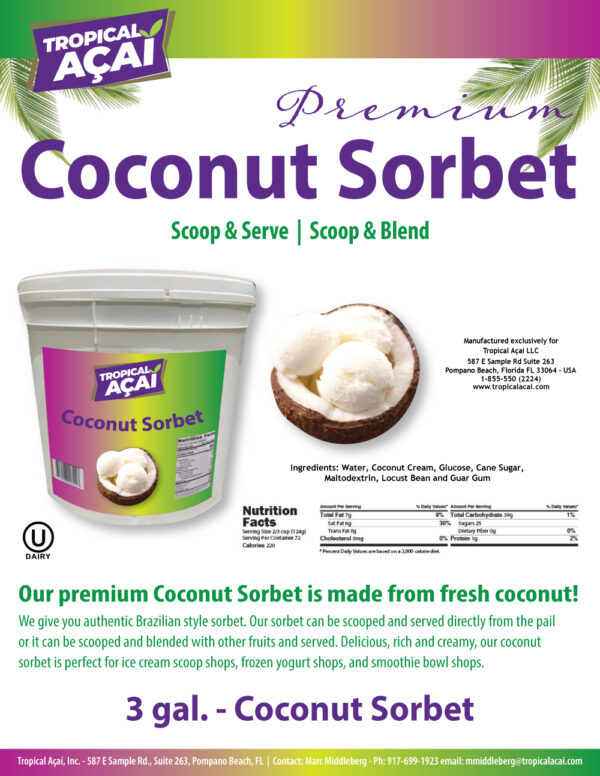 Coconut Sorbet Sales Sheet 2023