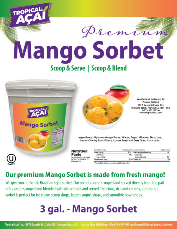 Mango Sorbet Sales Sheet 2023