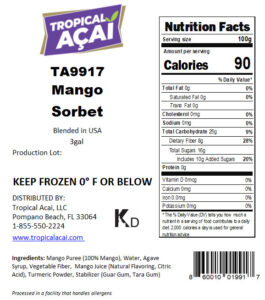 Mango Sorbet Nutrition Facts