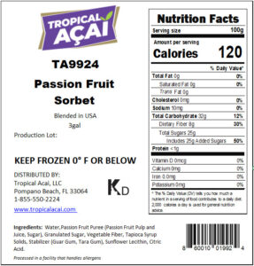 Nutrition Passion Fruit Sorbet