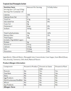 Pineapple Sorbet Nutrition Facts