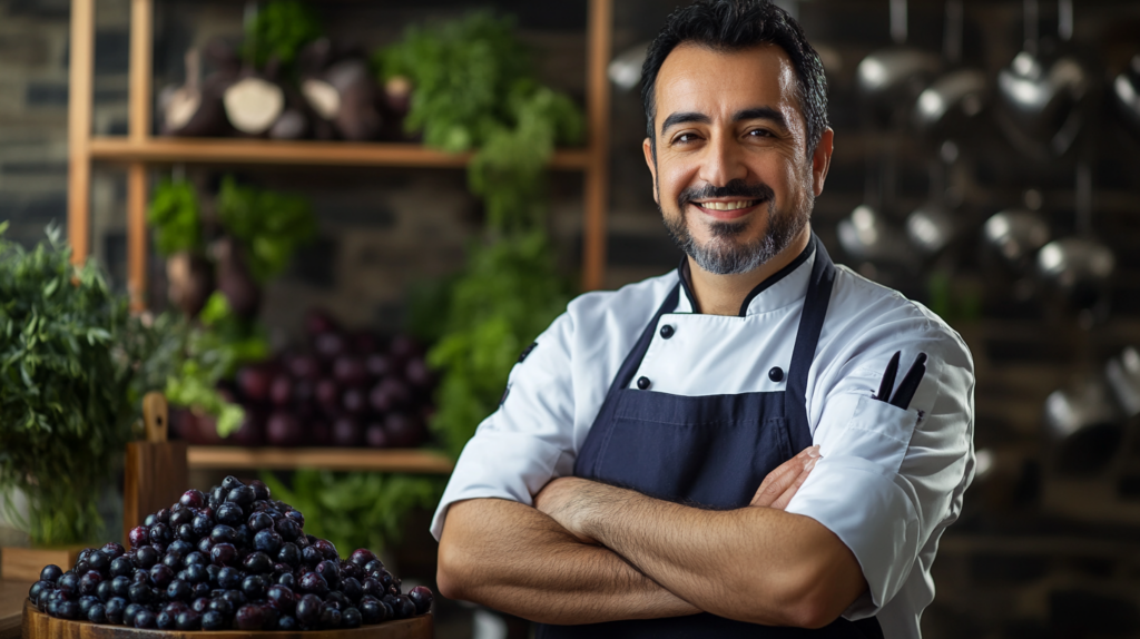 Chef With Fresh Acai Berries