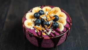 acai chocolate bowl with toppings