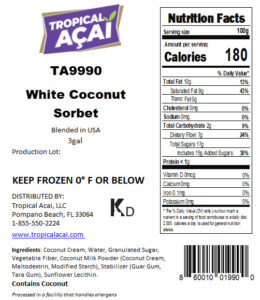 Coconut Sorbet Nutrition Facts