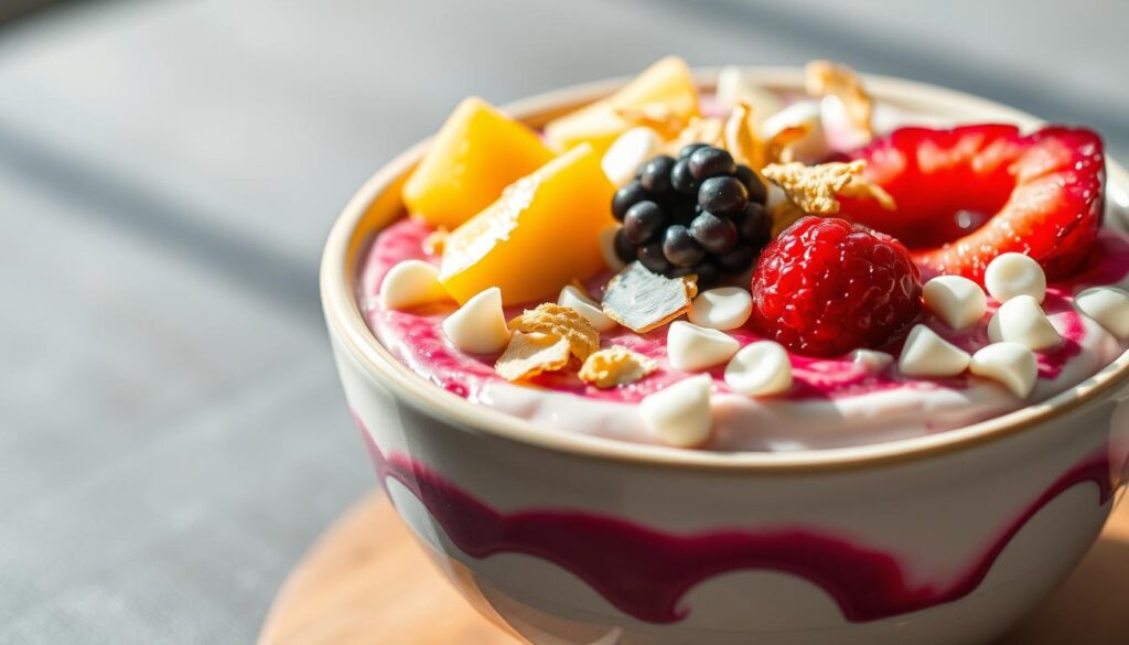 creamy white chocolate acai bowl