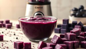acai puree and blender cubes